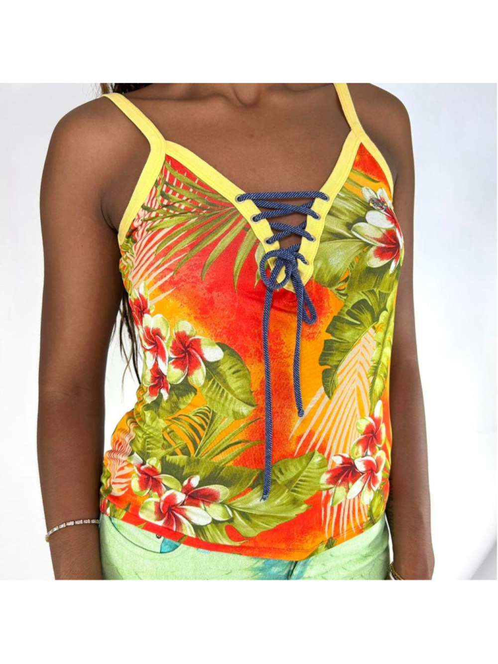 vintage D&G tropical floral print tank top